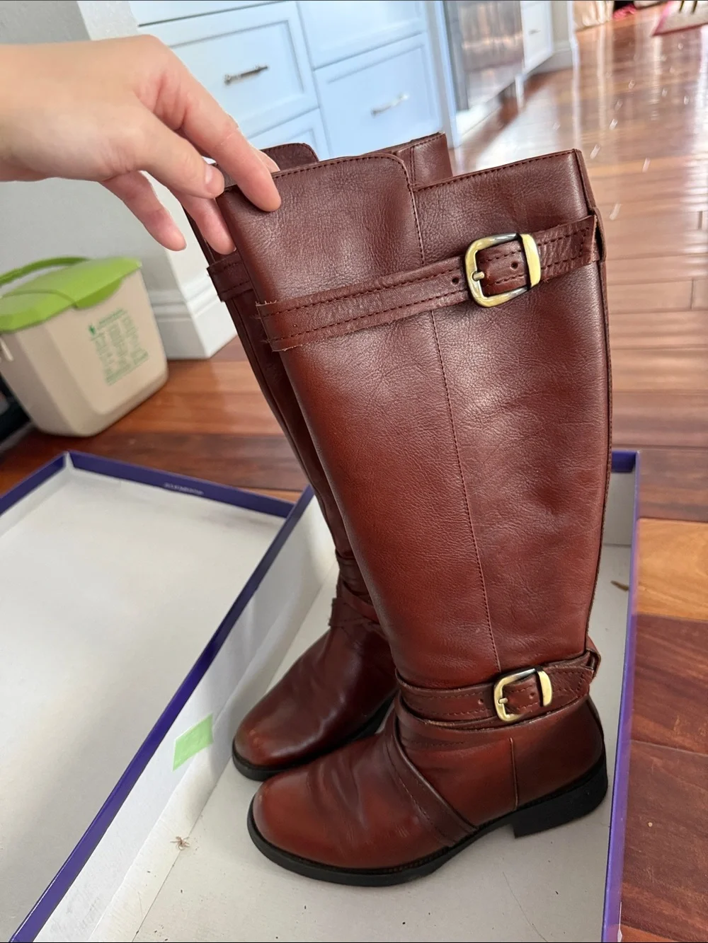Brown Over-the-Knee Leather Boots in Cognac Par, size 5.5